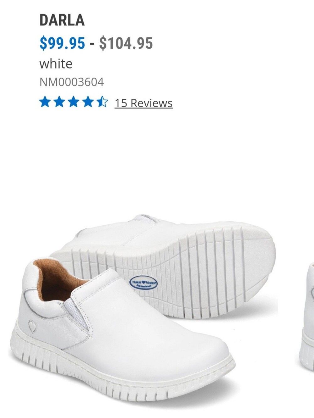 Nurse Mates Darla Slip Resistant Slip-On Leather Nursing‎ Shoes Size 7.5 NEW